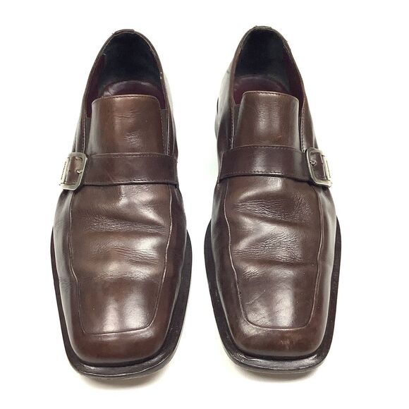 Giroux Italy Brown Leather Monk Strap Men Shoes 9.5 Square Toe Dress Formal main image 13